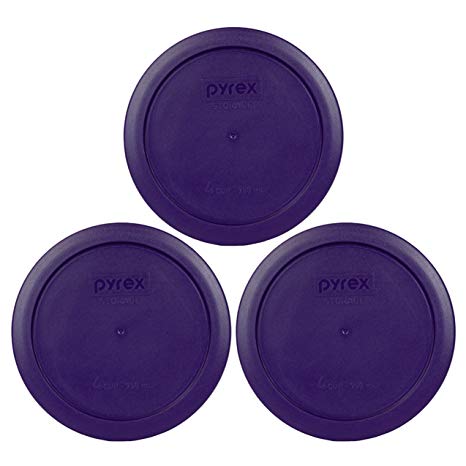 Pyrex 7201-PC 4 Cup Plum Purple Round Plastic Food Storage Lid - 3 Pack