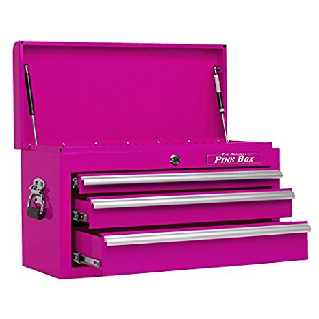 The Original Pink Box PB2603C 26-Inch 3-Drawer 18G Steel Top Chest, Pink