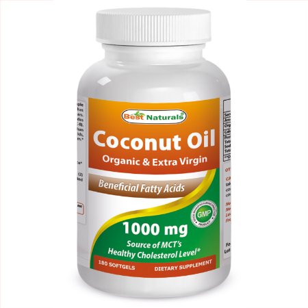 Best Naturals Extra Virgin and Organic Coconut Oil 1000 mg Softgel 180 Count