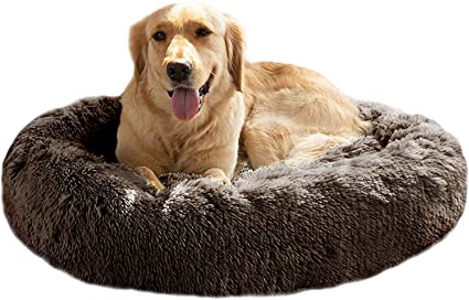 Dog Beds for Large Medium Small Dogs Round Cat Bed, Calming Pet Beds Fur Donut Cuddler Bed