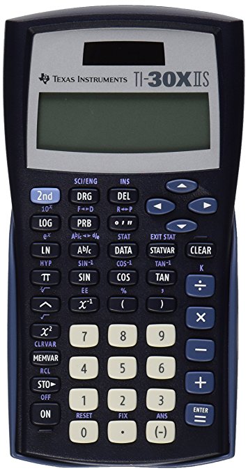 Texas Instruments TI-30X IIS 2-Line Scientific Calculator, Black with Blue Accents