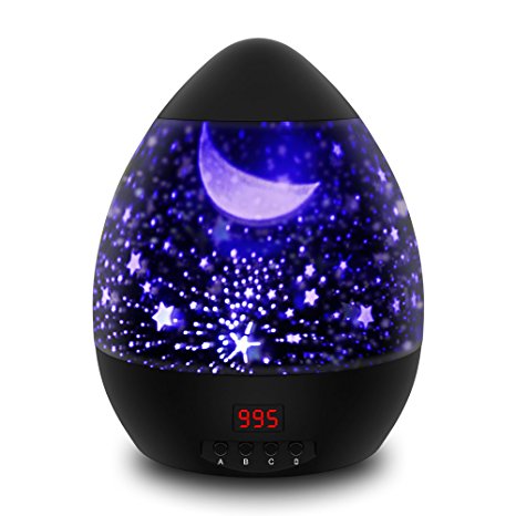 【NEWEST】Star Light Projector LBELL Rotating Baby Night Lighting Lamp with Timer Auto Shut-Off Night Light Star Moon Projection Lamp & Hanging Strap for Baby Kids to Stimulate Imagination and Curiosity (Black)