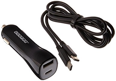 Gearmo Car Charger with QC3.0 / USB C & Power Delivery, Dual Port 60watt Output for Dell, Lenovo, Hp Spectre, New MacBook / MacBook Pro, Pixel C Tablet and More