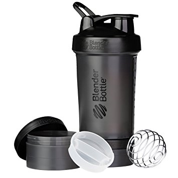 BlenderBottle ProStak System with 22-Ounce Bottle and Twist n' Lock Storage, All Black