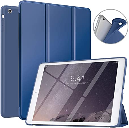 MoKo Case Fit iPad Air, Slim Smart Shell Stand Folio Case with Soft TPU Back Cover Compatible with iPad Air 9.7", Auto Wake/Sleep - Navy Blue