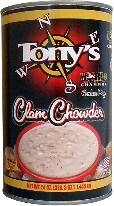 Tony’s Clam Chowder, 3X World Champion, 51oz ounce (1 single can)