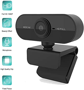 HD 1080P Webcam with Auto Focus, Fold-and-Go Design, 360-Degree Swivel, Noise Reduction Microphone, USB Computer Laptop Camera