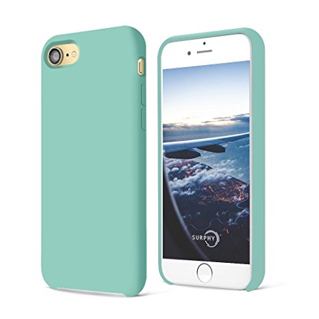 iPhone 8 Case, iPhone 7 Case, SURPHY Liquid Silicone Gel Rubber iPhone 7 Shockproof Case with Soft Microfiber Cloth Lining Cushion 4.7 inches, Light Blue