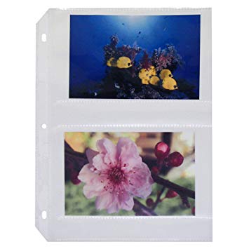 C-Line Ring Binder Photo Storage Pages for 4 x 6 Inch Photos, Side Load, 4 Photos/Page, 50 Pages per Box (52564)