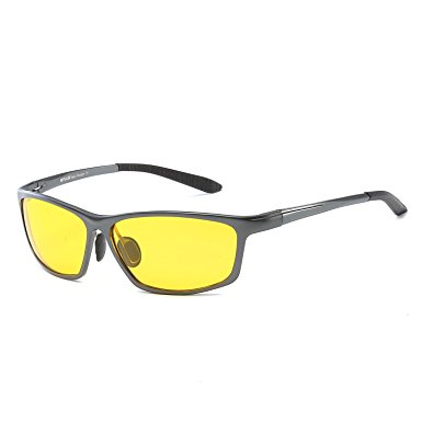 Men's Hot Night Comfortable Driving Polarized Glasses Yellow Lens HD Sunglasses AL-MG Lightweight