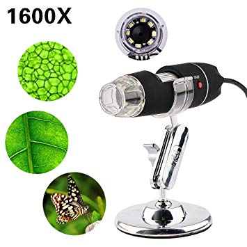1600X Digital Microscope USB Endoscope Camera, 8 LED Mini Digital Microscope Compatible with Mac Window 7 8 10 Android Linux