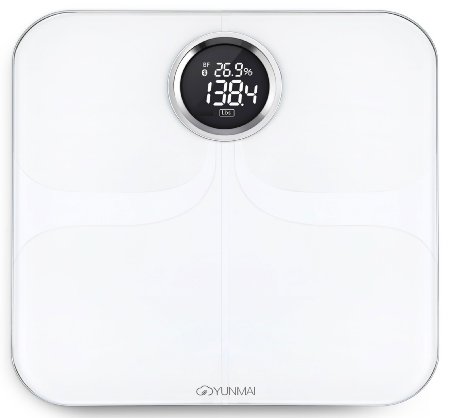 Yunmai Wireless Bluetooth Smart Scale Tracks Weight Body Fat Percentage BMIBMR Bone Mass Hydration Level Muscle and Body Age Recognizes up to 16 Users App Compatible with Apple and Android Devices