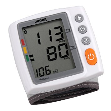 Digital Wrist Blood Pressure Monitor with Heart Rate Detection, Two User Modes, Memory Recall and Large Backlit LCD Display-JUNING