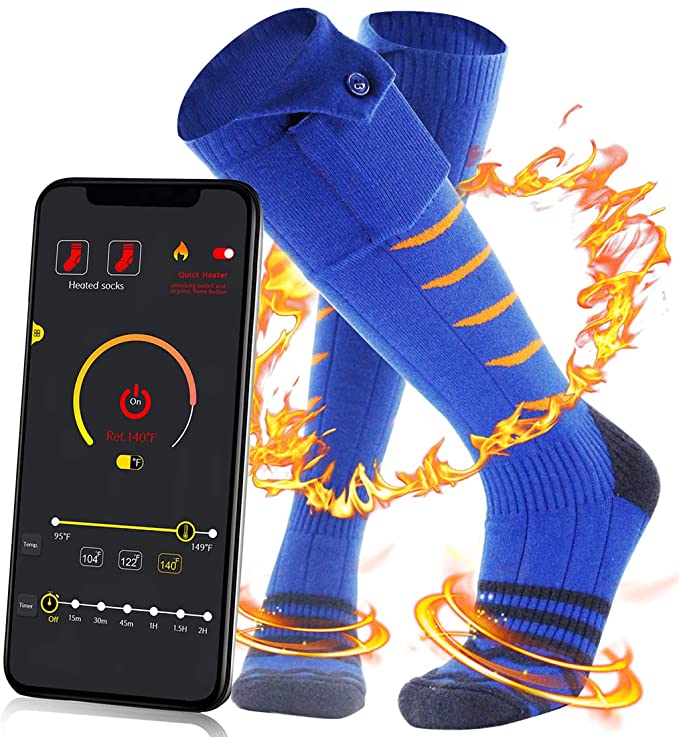 Heated Socks for Men Women-5000mAh Rechargeable Battery Electric Heating Socks with APP Remote Control,Foot Warmer for Raynaud's and Winter Outdoor Sports Skiing/Hunting/Motorcycling