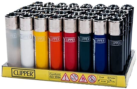 Clipper Lighter Tray of 48 Assorted Solid Colors Refillable with Removable Flint - Official Clipper Lighters