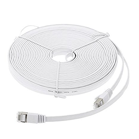 EpicDealz Premium Gigabit Ultra Flat CAT7 Ethernet Network Patch Cord Cable 25 Feet - White