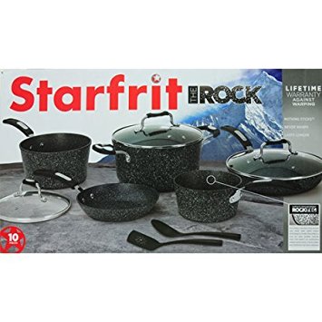 Starfrit the Rock 10 Piece Non-Stick Cookware Set Finish: Black