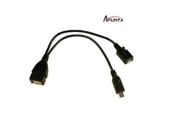 AFUNTA Micro USB Host OTG Cable with Micro USB Power for Samsung Nexus 7 Galaxy S2 / S3 / S4 & Galaxy Nexus, Samsung i9100 i9300 i9220 i9250