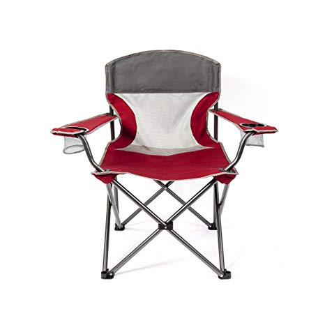 Mac Sports Heavy Duty Big Comfort XL Folding Quad Outdoor Camp Chair with Carry Case, Red