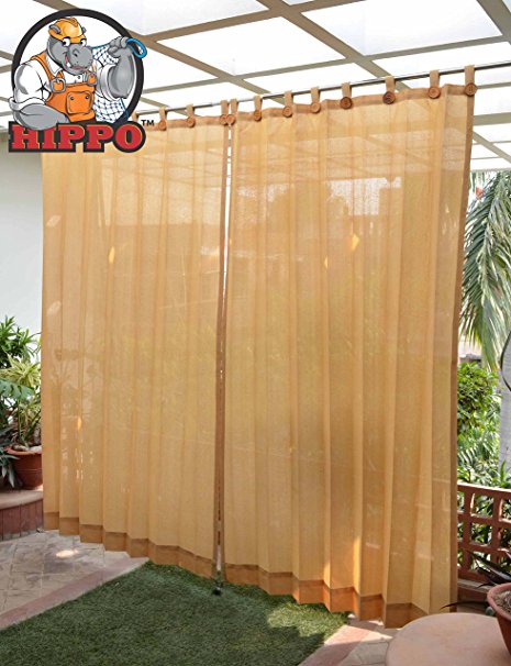 HIPPO Outdoor Loop Curtains - (80-805%) Sun Blockage - Medium Duty - Beige Colour - Full Size (2 Nos. x 4.0 Ft W x 7.5 Ft L)