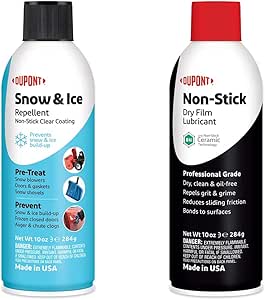 DuPont Teflon Snow and Ice Repellant, 10-Ounce & Non-Stick Dry-Film Lubricant Aerosol, 10 oz