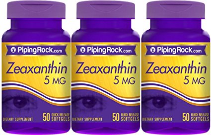 Piping Rock Zeaxanthin 5 mg 3 Bottles x 50 Quick Release Softgels Dietary Supplement