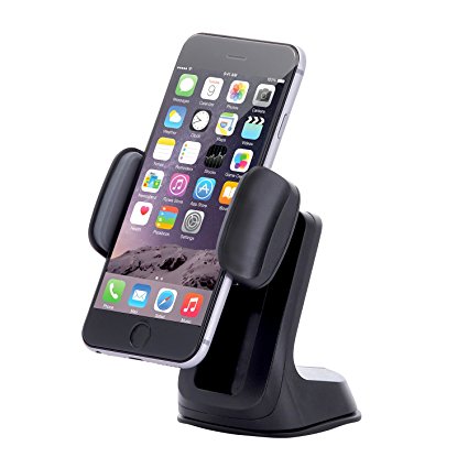 Dash Crab Duet - Cell Phone Car Mount Holder, Multiple Viewing Angles with Height Adjustable Smart Grip, Dashboard Windshield Mount for iPhone 5s 6s Plus Galaxy S7 S6 Edge Note 5 4 -Retail Pack(Black)