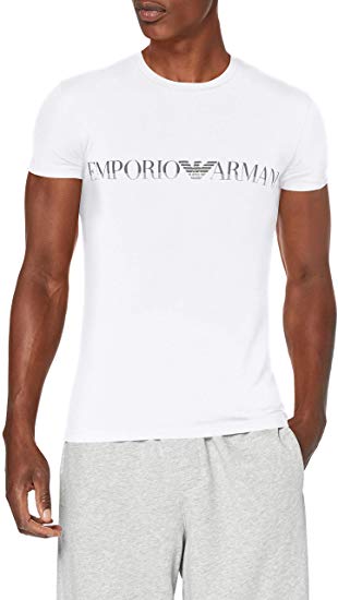 Emporio Armani Men's Mega Logo Crew T-Shirt, Blue