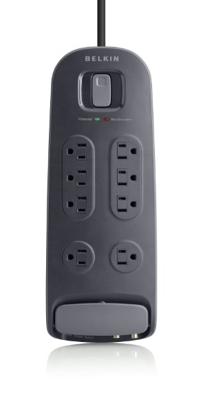 Belkin 8 Outlet Surge Protector with 6-Foot Power Cord and Coaxial and Telephone Protection (BV108230-06-BLK)