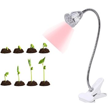 ZHMA LED Grow Light,5W Desk table lamp clip Flexible Neck Hydroponic Plant Lights,Highest Efficient For Hydroponic Garden Greenhouse
