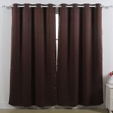 Deconovo Solid Thermal Insulated Blackout Window Curtains 52 By 84-Inch 1 Pair-Chocolate