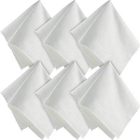 White Microfiber Cleaning Cloth 8x8 Inch (6 Pack) for Lens, Eyeglasses, Glasses, Screen, iPad, iPhone, Tablet, Cell Phone - Lint-FREE Undyed Cloths to Clean Camera Lenses Tablets Touch LCD TV Screens