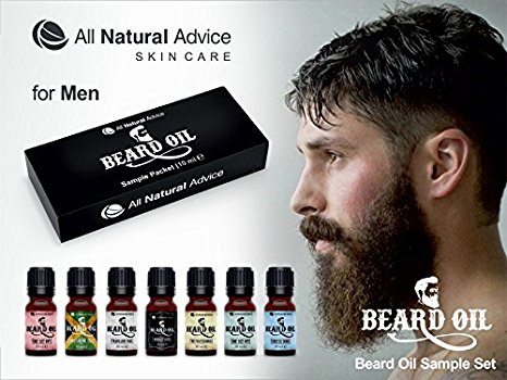 BEARD OIL Complete Sample Set Including 7 Best Selling Scents - Organic Leave-In Conditioner for Men with Beards and Mustaches - Smooth Touch - Anti-Itch / Anti-Inflammatory - Works great as a substitute for shaving cream! The New Sample Set!