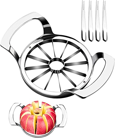 MOVNO Apple Slicer 12 Slices, Home Kitchen 12-Blade Stainless Steel Apple Slicer Corer Cutter, Sturdy and Sharp