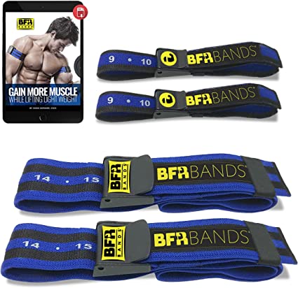 BFR BANDS PRO Blood Flow Restriction Bands for Arms, Legs or Glutes - Occlusion Training Bands Help Gain Muscle Without Heavy Weight Lifting, Strong Elastic Strap   Quick-Release