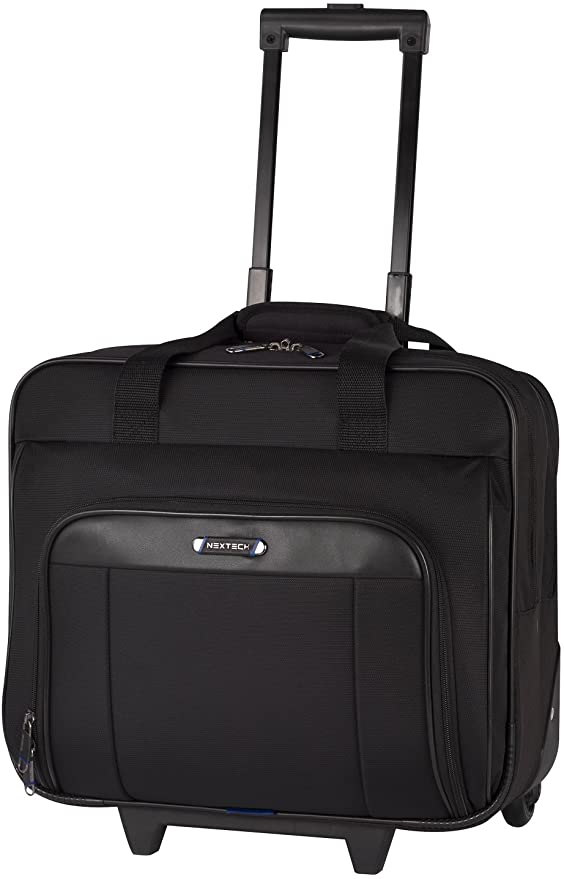 NEXTECH NXT1026009 Jefferson 15.6" Rolling Business Case Tote Bag, Black, International Carry-On