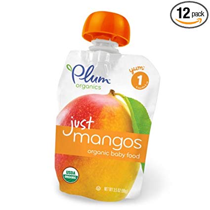 Plum Organics Just Fruit, Mangos, 3.5-Ounce Pouches (Pack of 12)