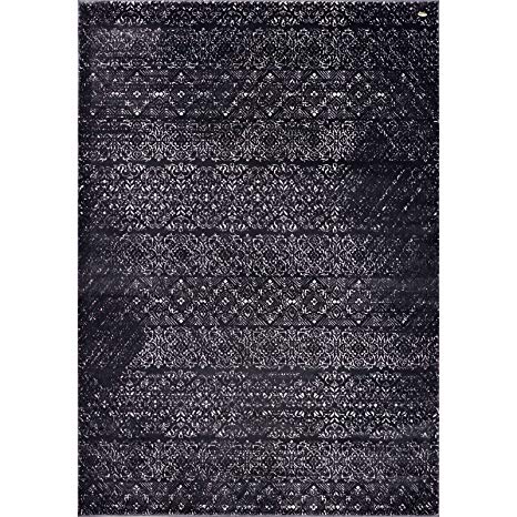 Pierre Cardin Luxury Home Sateen Collection Oriental/Traditional Area Rugs Vintage Abstract Area Rugs for Living Room Carpets (8' x 10', A551C - Black)