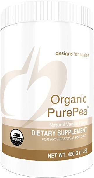 Designs for Health - Organic PurePea Vanilla - Natural Pea Protein Isolate Powder, Vegan   Non-GMO Peas, 1 lb