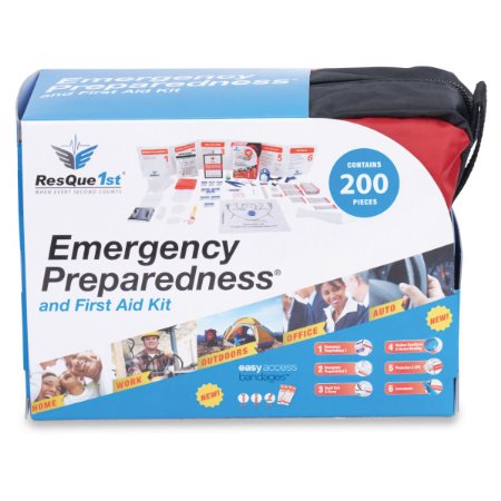 ResQue1st Complete First Aid Kit & Emergency Preparedness Kit · 200 Pieces · Best for Car · Home · Office · School · Travel · Camping · Hiking and Sports · Survival Gear · Bug Out Bag
