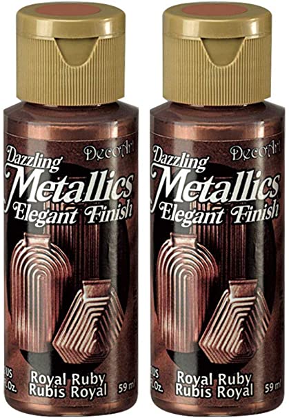 2-Pack - DecoArt Dazzling Metallics Acrylic Colors - Royal Ruby, 2-Ounces Each