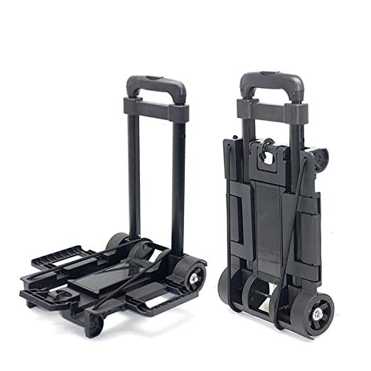 Lightweight and Compact Luggage Dolly Cart for Trave， Compact Folding Luggage Cart, Black, One Size