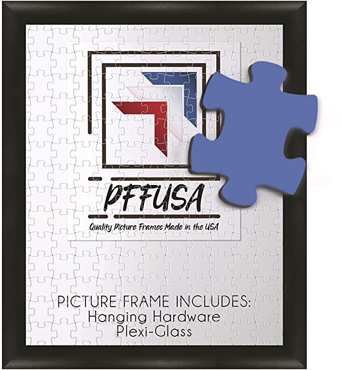 PictureFrameFactoryOutlet | 18"x24" Puzzle Frame | Picture Frame | Poster Frame | 1.25 Inch Black MDF Frame | Plexi Glass and Hanging Hardware Included | Many Popular