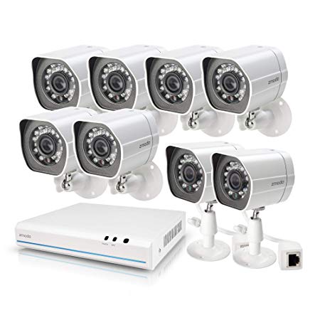 Zmodo 8 Channel NVR 8 1st Gen Camera sPoE Security Camera System Remote Monitoring, no HDD