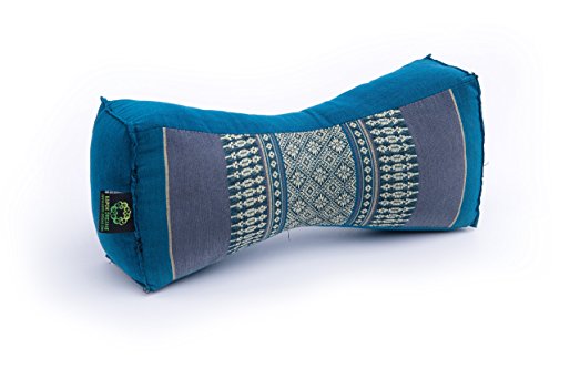 Chinese Pillow, 12"x6"x4", 100% Kapok-filled, Blue Tones.