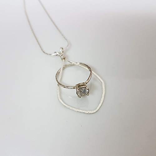 Sterling Silver Wedding Ring Holder Necklace 16.5"-18" with Extension Chain