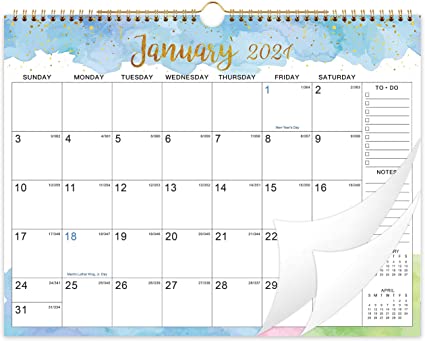 2021 Wall Calendar - Monthly Hanging Calendar Planner 2021, 15" x 11.5", Spiral Twin-Wire Binding, Large Blocks with Julian Dates, Perfect for Planning & Organizing for Home or Office