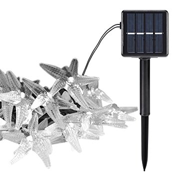Escolite Outdoor String Lights, 30 LED White, Solar Powered, 20ft, use for Christmas Party Backyard Patio
