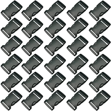 Goiio 1 Inch Plastic Buckles, Pack of 30 Quick Side Release Buckles for Backpack Webbing Belt (Black)