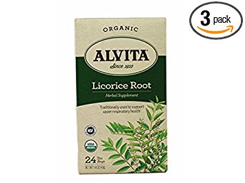 Alvita Tea Bags, Licorice Root, Caffeine Free, 24 tea bags (1.41 oz) 40 g (Pack of 3)
